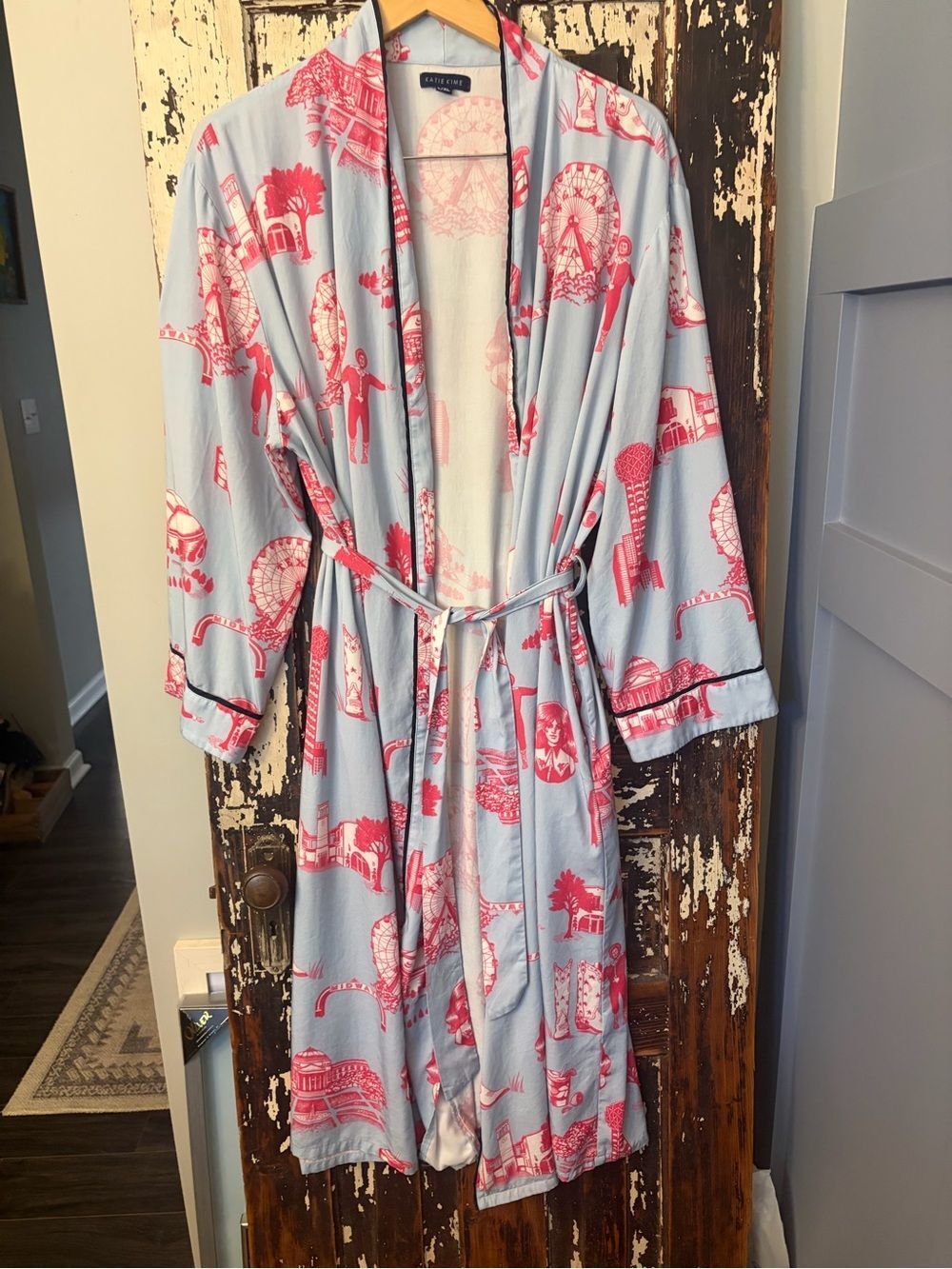 Katie Kime DALLAS TOILE LOUNGE ROBE.‎ Women’s size L/XL. Texas.